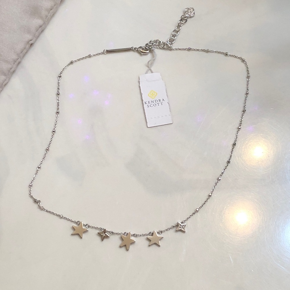 Kendra Scott Silver Tone Jae Star Choker Charm Necklace NWT